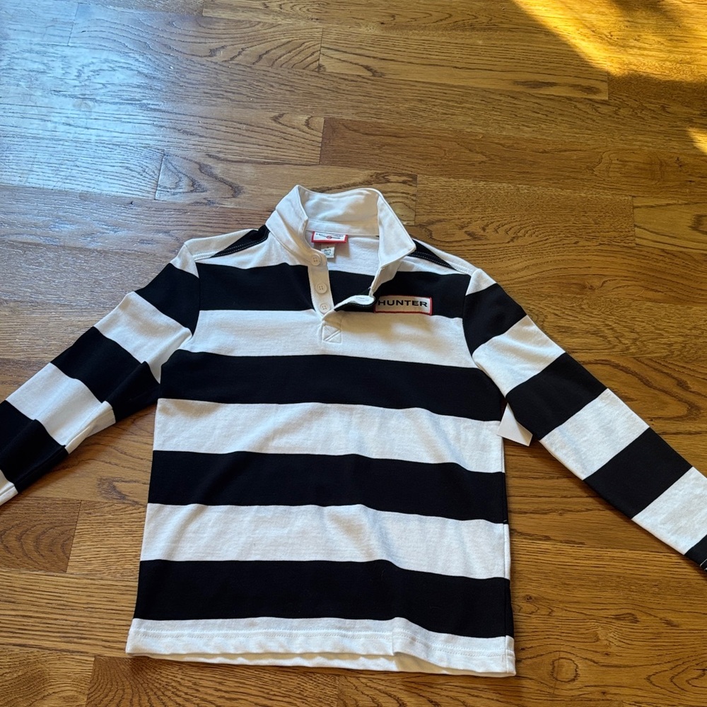 Hunter Kids Polo with Black and White Stripes